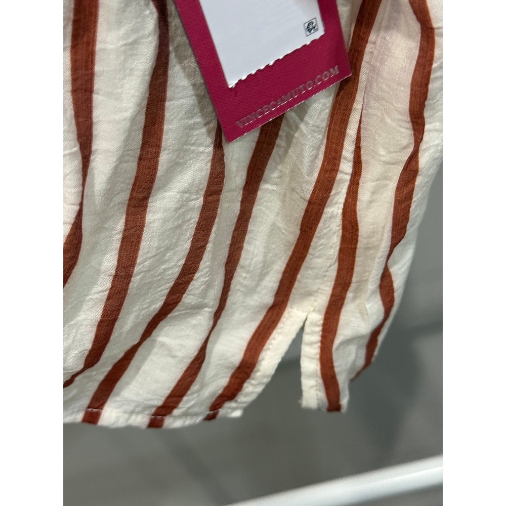 Vince Camuto‎ Womens XXL Striped Halter Blouse Chili Red Cream NWT Boho Nautical - Picture 5 of 8